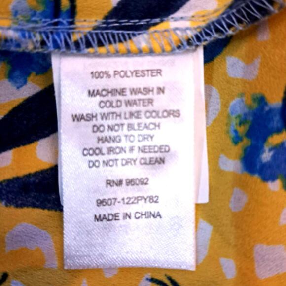 Dalia Womens Sleeveless Button Down Blouse Yellow Blue Floral Sz M - Picture 3 of 4